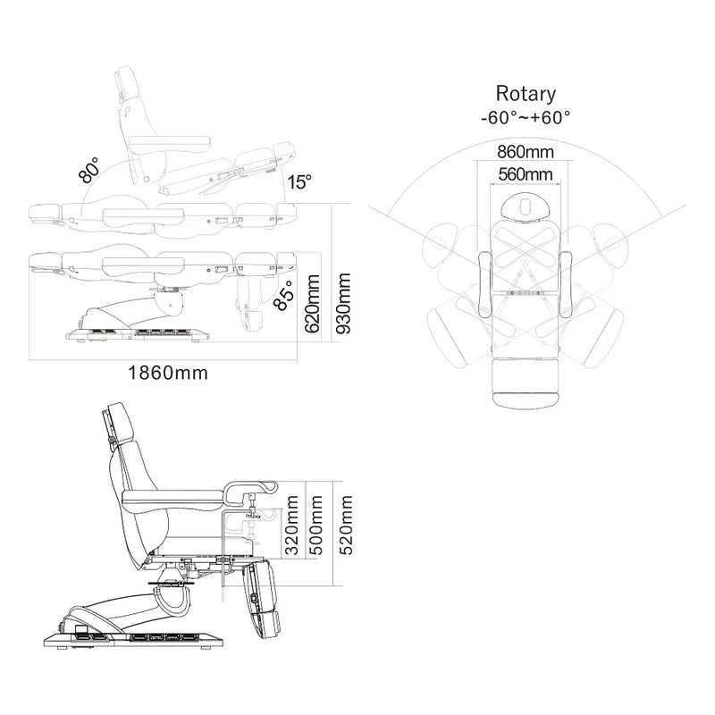 Dream In Reality Fiona Exam Table With Stirrups DIR 8246EBYH-stirrups