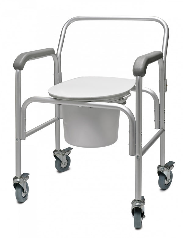 Graham Field 3-in-1 Aluminum Commode - Back Bar and Casters 2215B-2