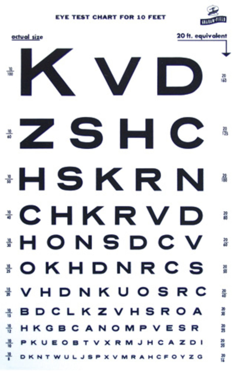 Graham Field Illuminated Snellen Eye Chart - 10' Distance, 20' Equivalent 1264