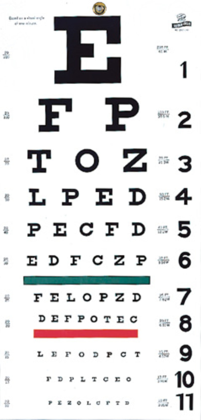 Graham Field Snellen Hanging Eye Chart - 20' 1240