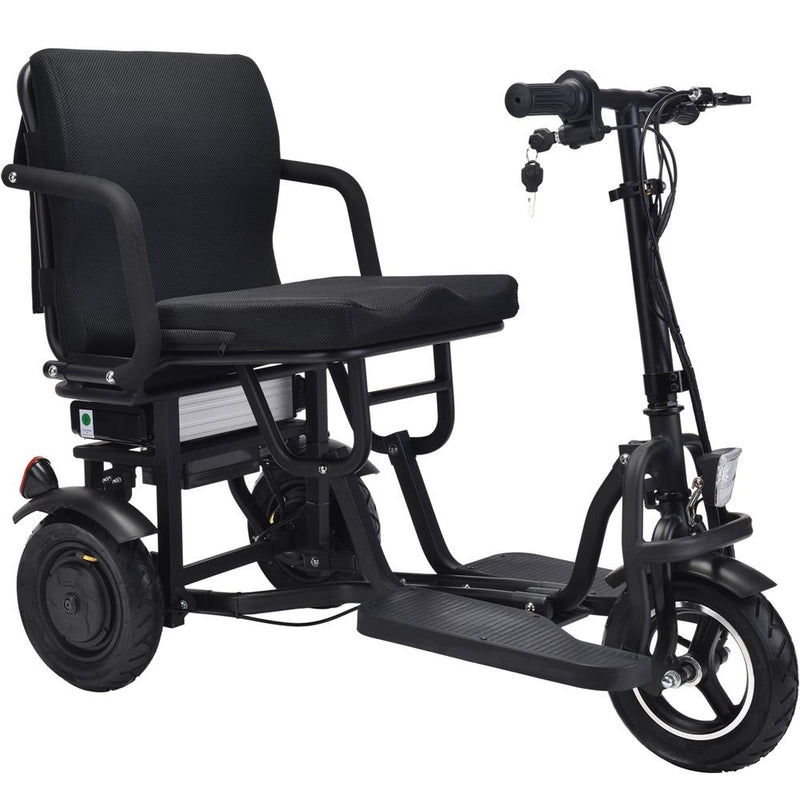 MotoTec Folding Mobility Electric Trike 48v 700w Dual Motor Lithium Black MT-FOLD-TRK-700