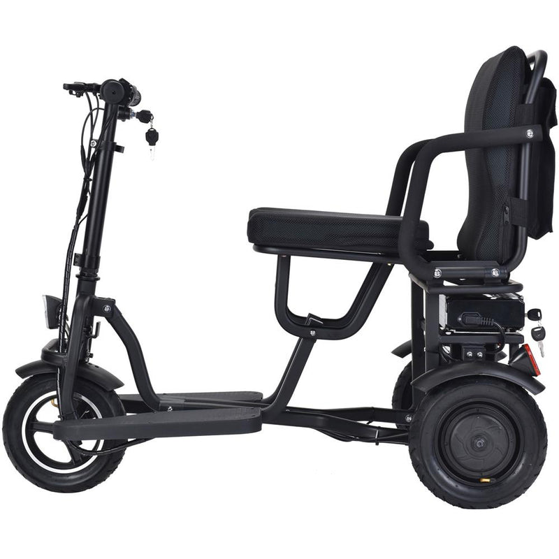 MotoTec Folding Mobility Electric Trike 48v 700w Dual Motor Lithium Black MT-FOLD-TRK-700