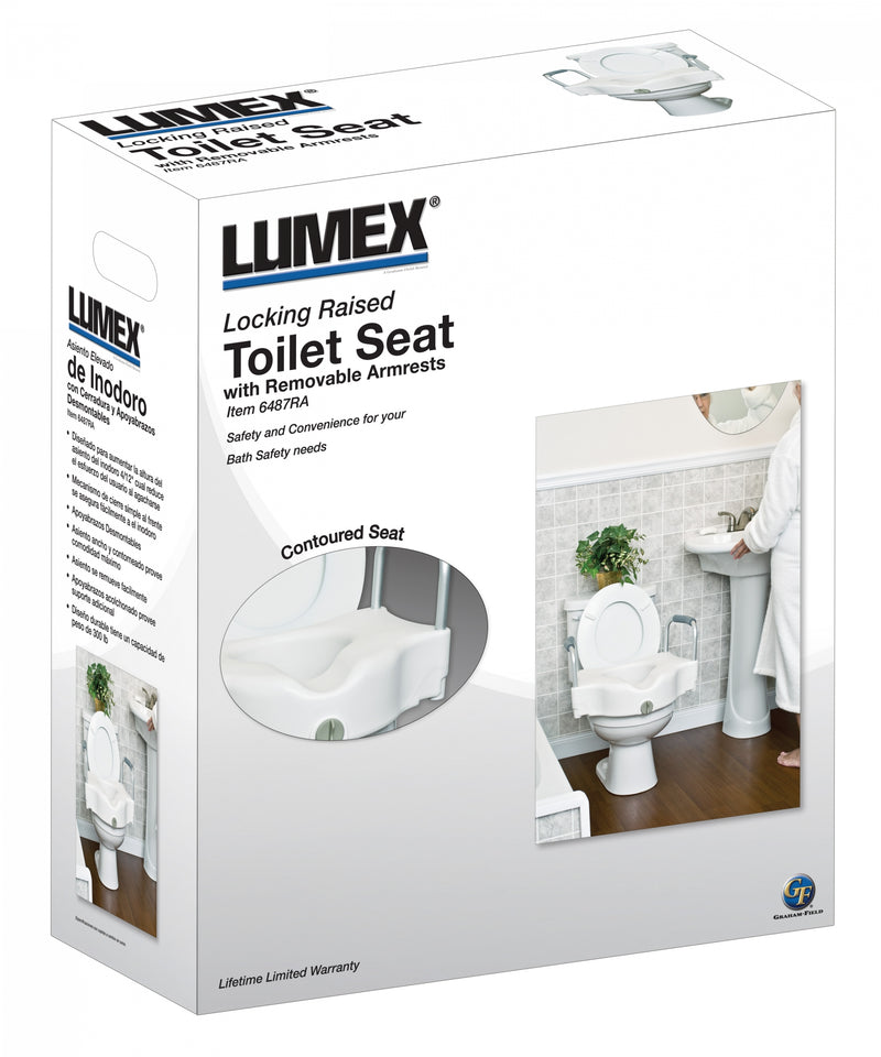 Graham Field Locking Raised Toilet Seat With Removable Armrests 6487RA