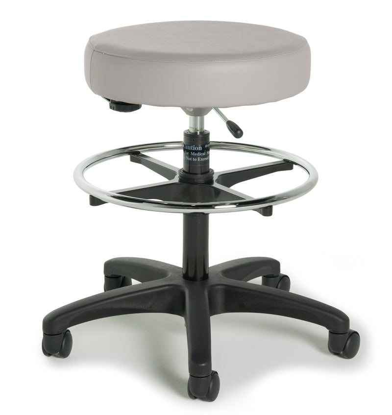 Graham Field Physician Stool, Single Lever Release, Black Composite Base w/Foot Ring 9501-FR-AL