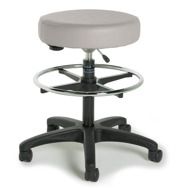 Graham Field Physician Stool, Single Lever Release, Black Composite Base w/Backrest and Foot Ring  9501-BFR-AL