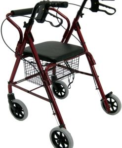 Karman Healthcare R-4100 Low Seat  Rollator with Loop Brakes, Padded Seat, and Basket R-4100-BL