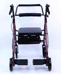 Karman Healthcare R-4602-T Rollator and Transport Combo with Flip-up Footplate and Padded Seat R-4602-T-BL