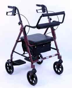 Karman Healthcare R-4602-T Rollator and Transport Combo with Flip-up Footplate and Padded Seat R-4602-T-BL