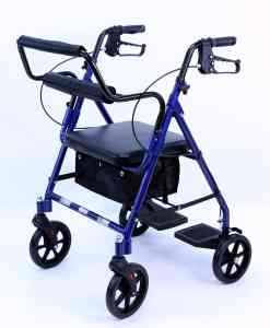 Karman Healthcare R-4602-T Rollator and Transport Combo with Flip-up Footplate and Padded Seat R-4602-T-BL