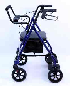 Karman Healthcare R-4602-T Rollator and Transport Combo with Flip-up Footplate and Padded Seat R-4602-T-BL