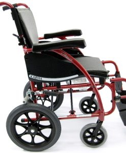 Karman Healthcare S-Ergo 115 Ergonomic Transport Wheelchair with Swing Away Footrest in silver S-115F16SS-TP