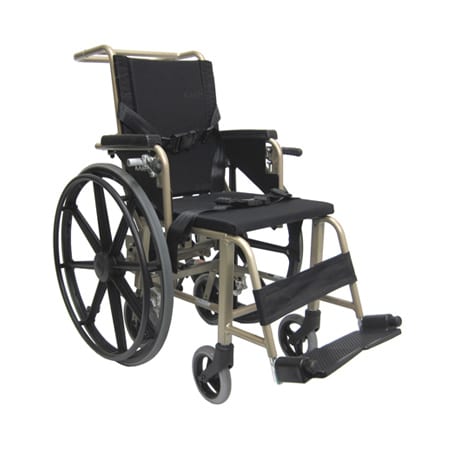 Karman Healthcare KMAA20 Champagne Convertible Airplane Aisle wheelchair, Foot Operated 24" Quick Release Rear Wheels, also comes with 7" Rear Wheels KMAA20