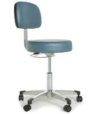 Graham Field Physician Stool, D-Handle Release, Polished Aluminum Base w/Backrest 9702-B-AL