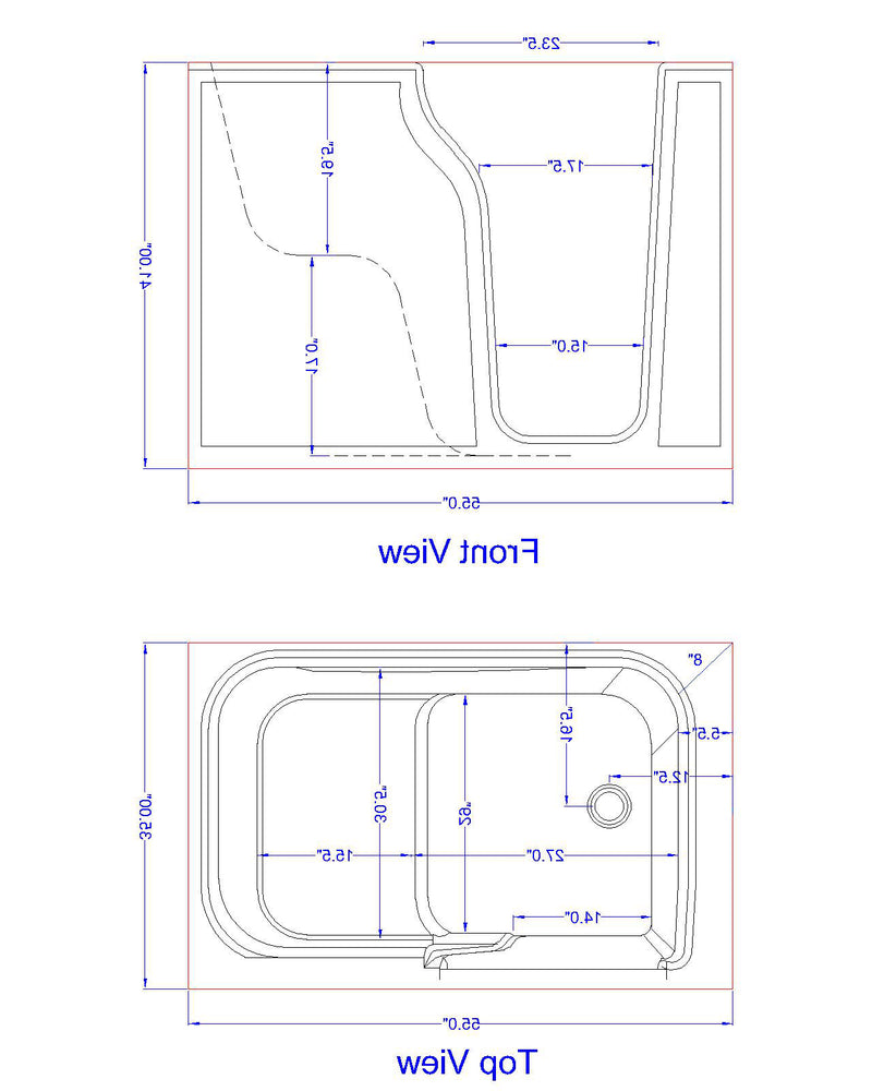 Avora Bath Elite Series 3355 Walk-In Tubs Mobility Bathworks 55X33X41