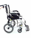 Karman Healthcare Ergo Lite Ultra Lightweight Ergonomic Transport Wheelchair with Companion Hill Brakes in Silver S-2501F16SS-TP