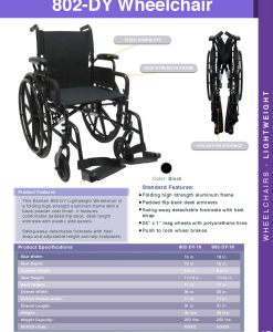 Karman Healthcare 802-DY Ultra Lightweight Wheelchair in Black 802-DY