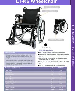 Karman Healthcare LT-K5 18" seat 28 lbs Adjustable Ultra Lightweight Wheelchair LT-K5