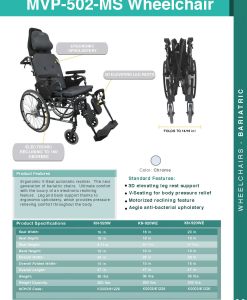 Karman Healthcare MVP502 Lightweight Ergonomic Reclining Wheelchair MVP502-16