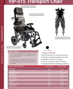 Karman Healthcare VIP 515 Tilt in Space Lightweight Reclining Wheelchair with 20" inch Rear Wheels in Diamond black VIP515-16