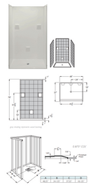 Mobility Bathworks 4836 Fiberglass Shower System 4 Piece Barrier Free 4836SS