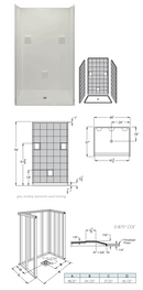 Mobility Bathworks 4836 Fiberglass Shower System 4 Piece Barrier Free 4836SS