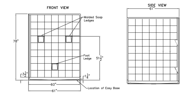 Mobility Bathworks 6060 Double Entry Fiberglass Shower System 3 Piece Barrier Free 6033SS