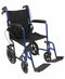 Karman Healthcare LT-1000HB 19" seat 19 lbs. Lightweight Transport Chair with Hand Brakes and Removable Footrest in Blue LT-1000HB-BL