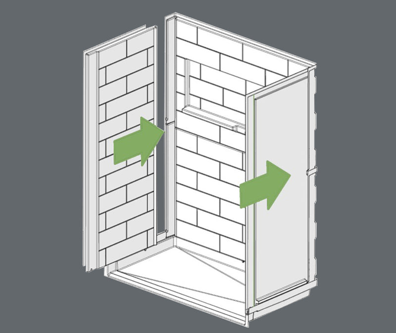 Mobility Bathworks 6032 Fiberglass Shower System Subway Tile 5 Piece Barrier Free 6032SSS