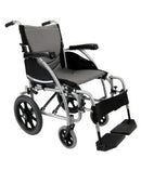 Karman Healthcare S-Ergo 115 Ergonomic Transport Wheelchair with Swing Away Footrest in silver S-115F16SS-TP