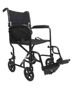 Karman Healthcare T-2017 23 lbs. Steel Black Transport Chair with Removable Footrest T-2017