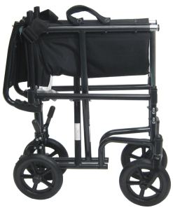 Karman Healthcare T-2700 Black Transport Wheelchair with Removable Armrest and Footrest