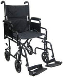 Karman Healthcare T-2700 Black Transport Wheelchair with Removable Armrest and Footrest