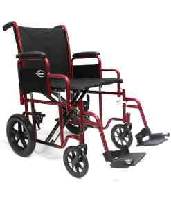 Karman Healthcare T-920W Heavy Duty Burgundy Transport Wheelchair with Removable Footrest and Armrest T-920W