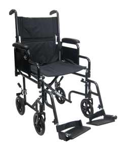 Karman Healthcare T-2700 Black Transport Wheelchair with Removable Armrest and Footrest